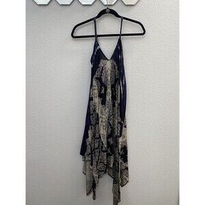 DKNY 100% Cotton Boho Scarf Tank Dress Blue and White Size Small